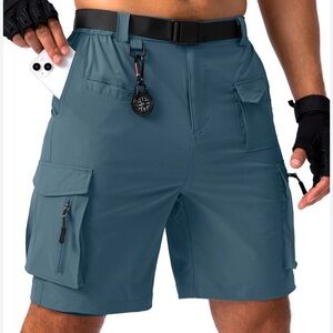 Men's Blue Cargo Shorts with Belt